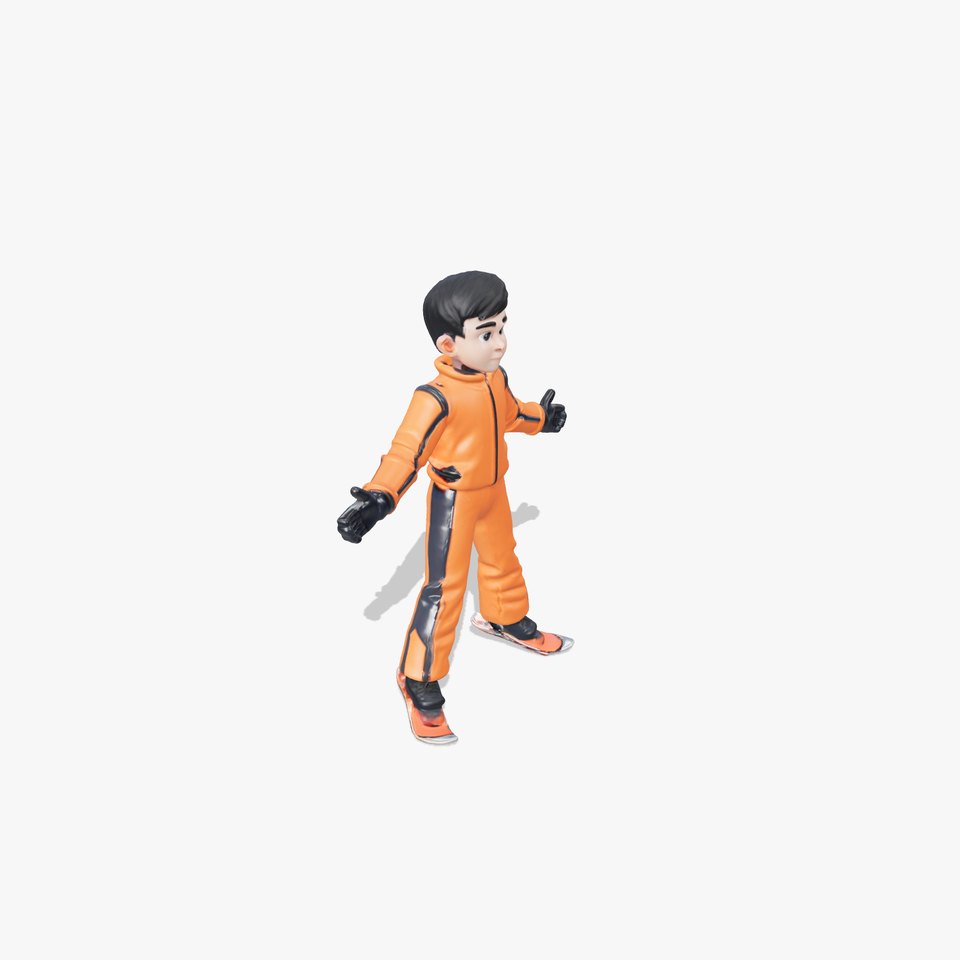 Orange Snowboarder Teen Rigged and Animated D Character Model